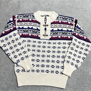 Vintage Tyrolia Skiwear Women’s Medium Nordic Knit Wool Blend Sweater HK